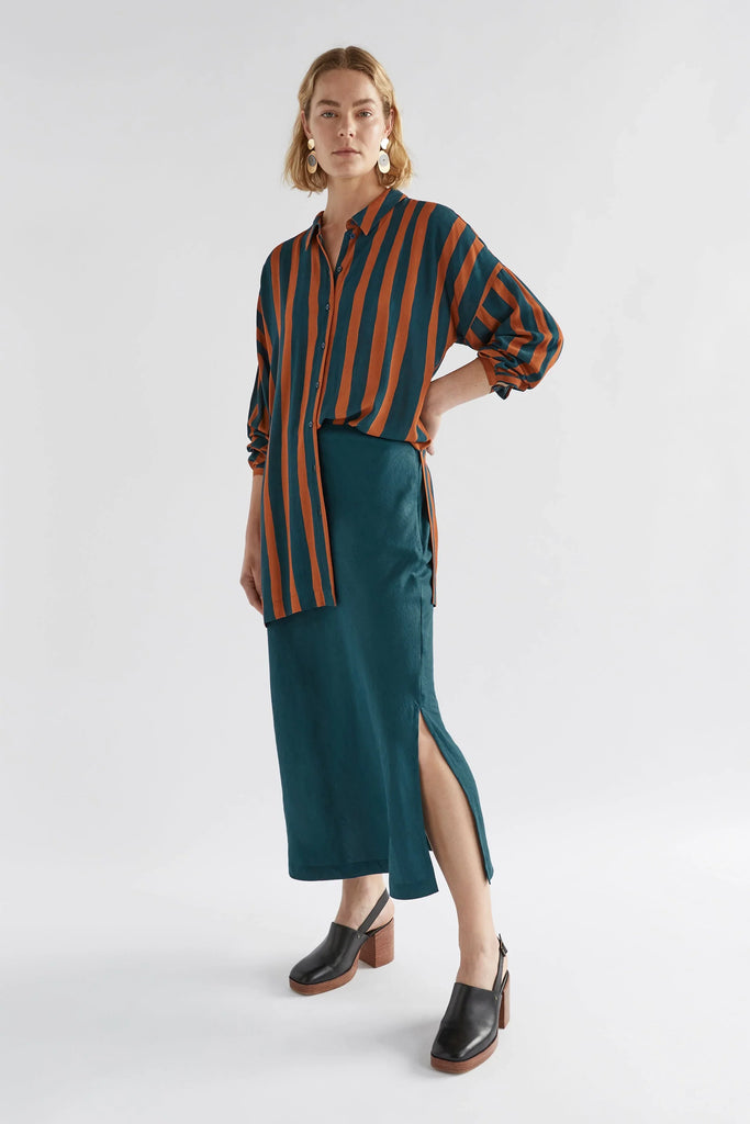 Tilbe Shirt - Bronze/Teal Paint Stripe - EumundiStyle