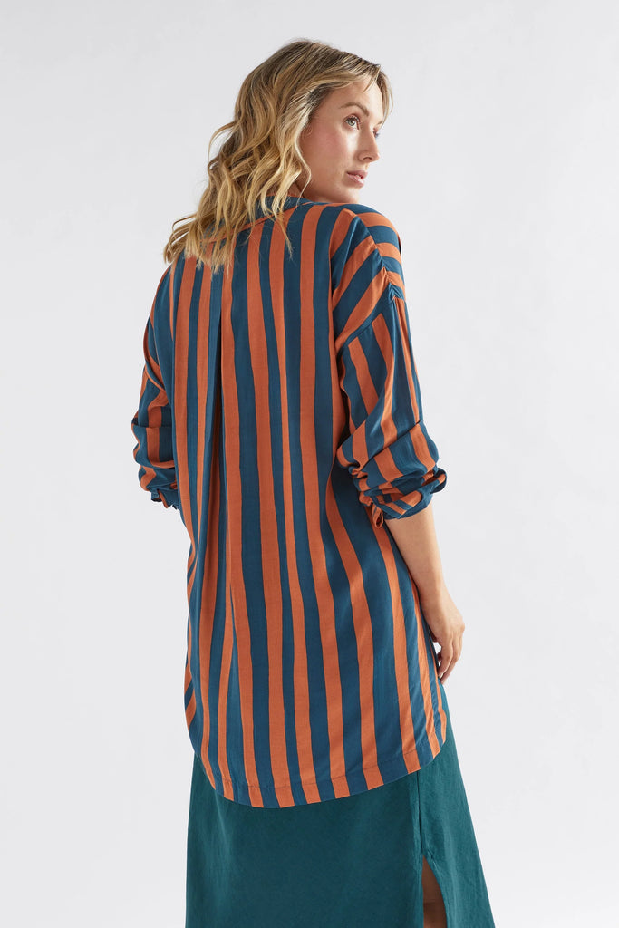Tilbe Shirt - Bronze/Teal Paint Stripe - EumundiStyle