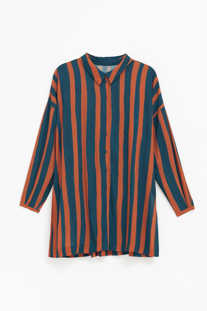 Tilbe Shirt - Bronze/Teal Paint Stripe - EumundiStyle