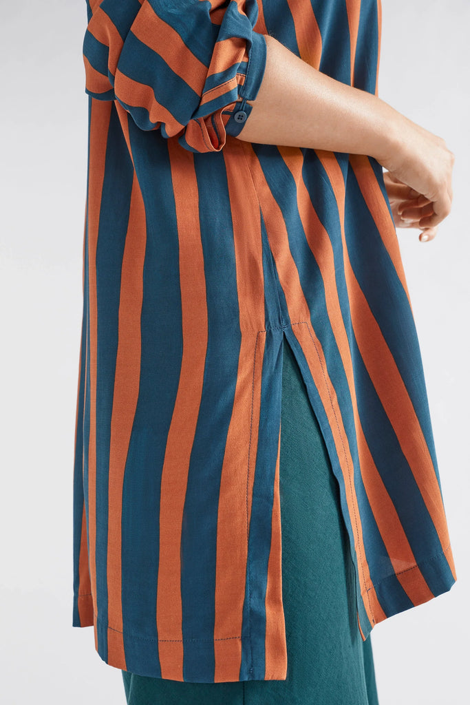 Tilbe Shirt - Bronze/Teal Paint Stripe - EumundiStyle