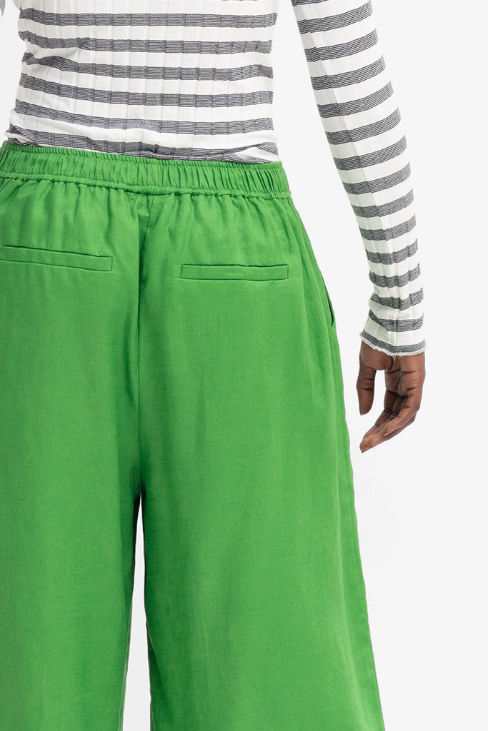 Vassa Linen Culotte in Aloe Green - EumundiStyle