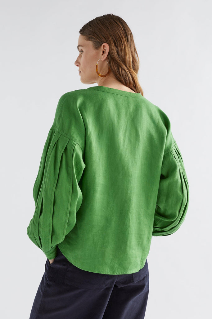 Vassa Linen Top in Aloe Green - EumundiStyle