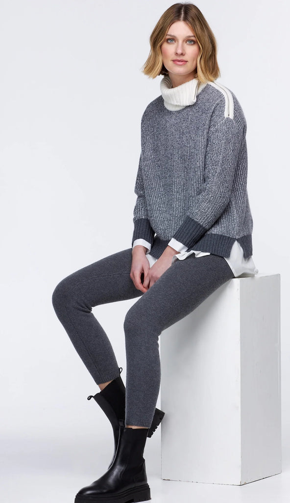 Zip Collar Jumper in Charcoal - EumundiStyle