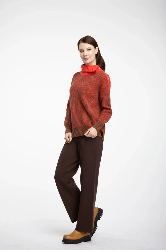 Zip Collar Jumper in Timber - EumundiStyle